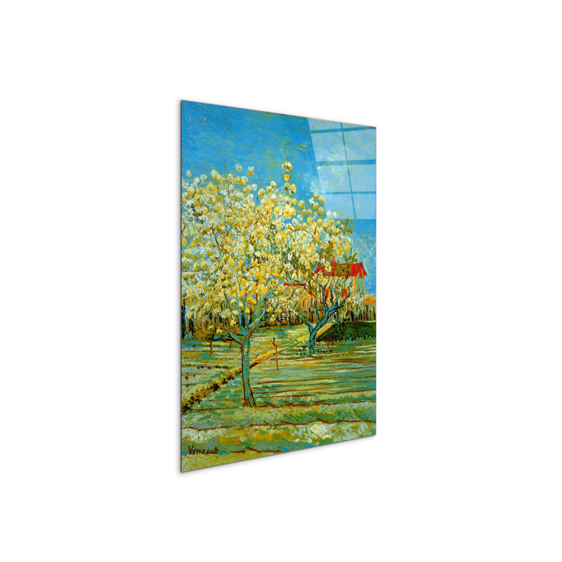 Orchard By Van Gogh Vincent 80cm H X 60cm W CrystalArt Material Acrylic Glass Effect, Frameless Panel Lightweight Ready to Hang