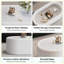 Table basse de rangement ovale cachée 33,46 po, plateau en verre trempé certifié 3C et table de rangement en cuir de qualité supérieure revêtue de cuir blanc moderne-131267922