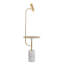  Lampe de table d'angle à base en marbre et piédestal en métal doré, abat-jour réglable | Design élégant