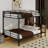 A Full-Sized Over Full-Sized Metal Bunk Bed, Equipped With A Lateral Storage Ladder And A Wardrobe-1154517011-1174173067
