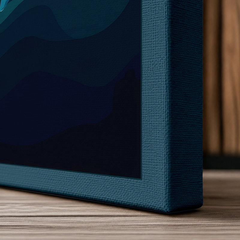 Whale Rising Coastal - Wrapped Canvas, 36x24 - 91.4 x 61.0 cm, Teal Border