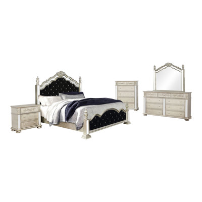 Louisville Metallic Platinum 5-Piece Bedroom Set -  CDecor Home Furnishings, 222508KE-S5