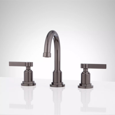 Signature Hardware Greyfield 1.2 GPM Widespread Bathroom Faucet with Metal Lever Handles and Pop-Up Drain Assembly