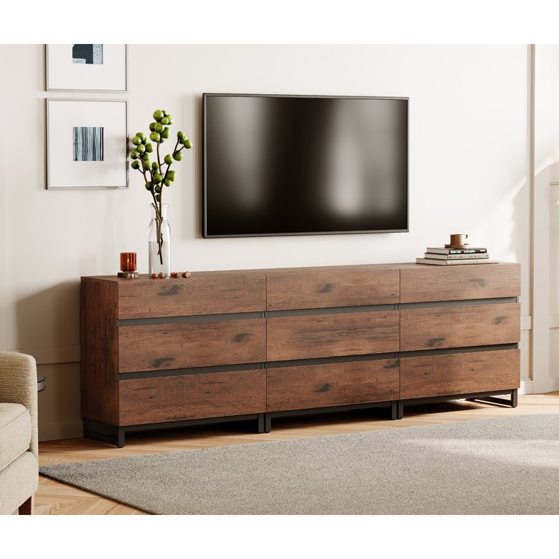 Modern TV Stand For 100 Inch Tvs, Entertainment Center Console With 3 Drawers, Metal Base, Living Room, Bedroom
