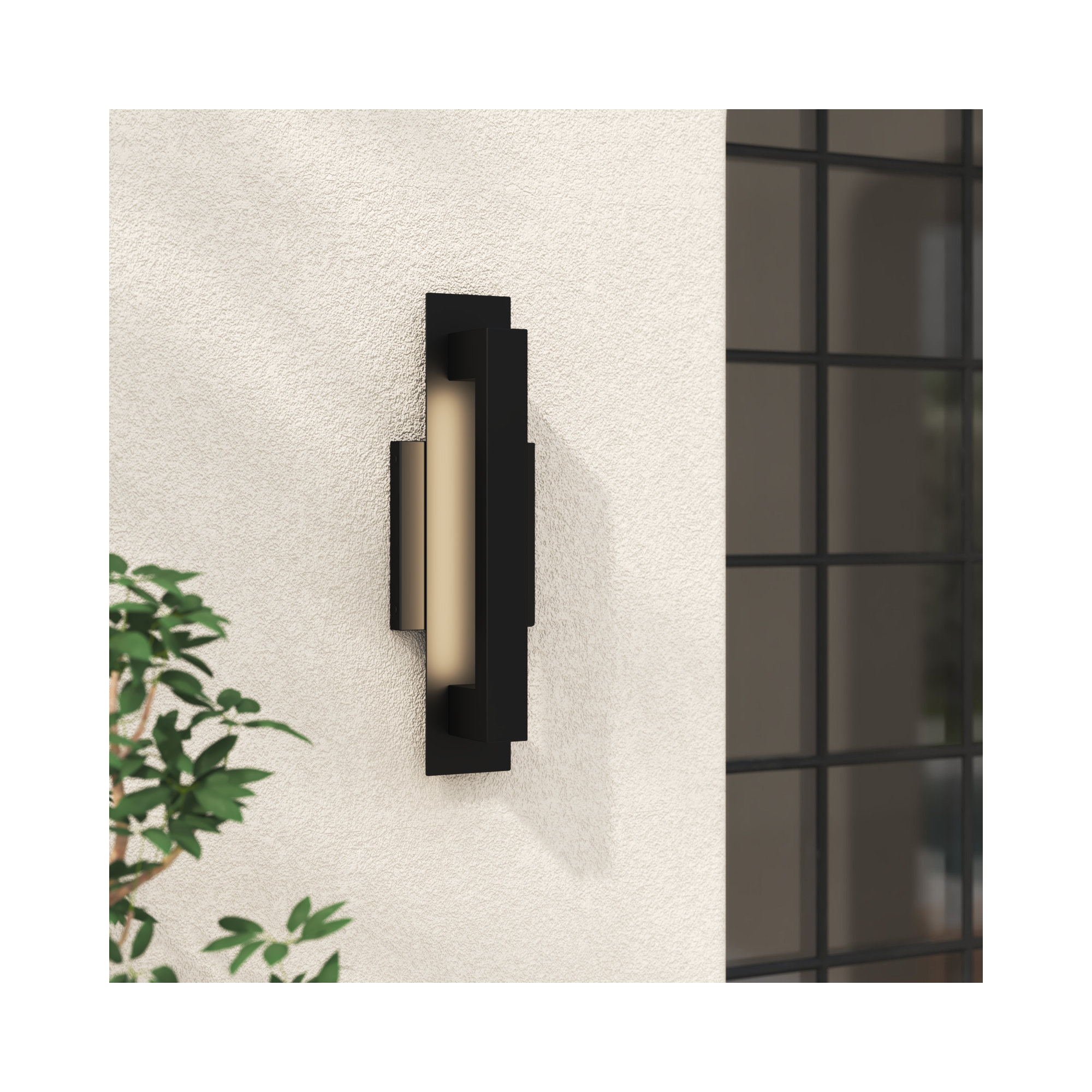 Gela Outdoor LED Wall Light, 15" H, Matte Black