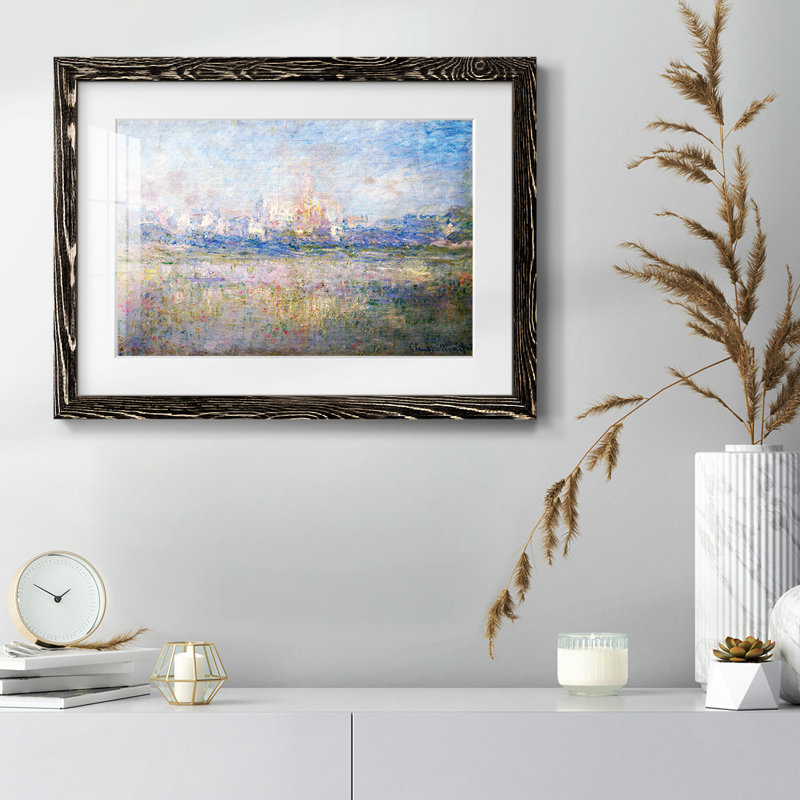 Vétheuil dans le brouillard par Monet - reproduction, Noir, H 22 po x l 32 po x P 1,5 po