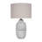 26" White Ceramic Tribal Textured Table Lamp With Linen Shade