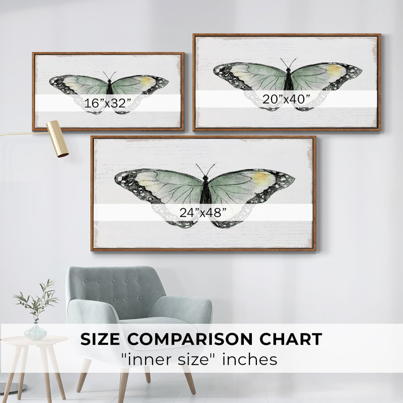 Vintage Flutter III - Toile tendue avec châssis encadré - Prêt à être accroché, Noyer, H 21 po x l 41 po