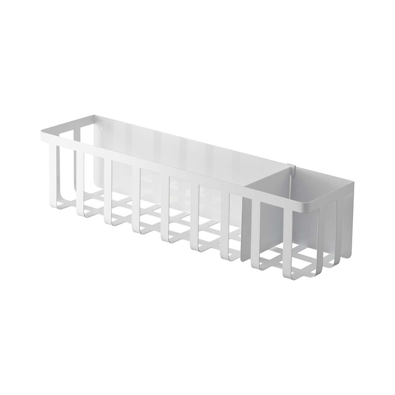 White Steel Magnetic Kitchen Storage Basket with Sliding Divider