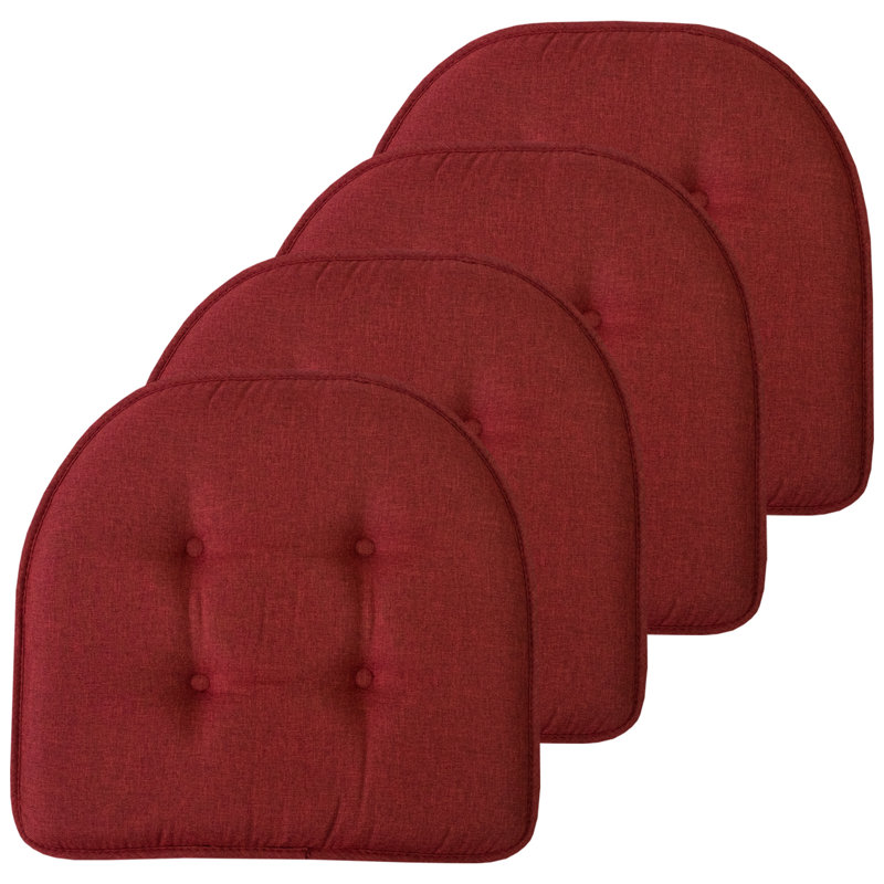 Solid U-Shaped Non-Slip Indoor Chair Cushion, Wine, 4