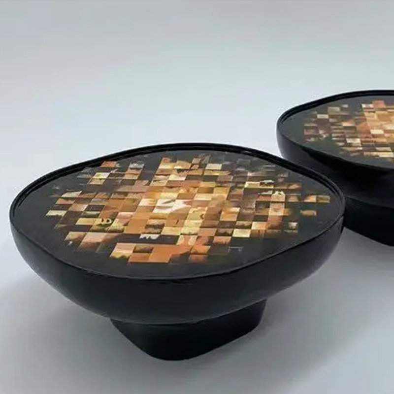 Irregular-shaped mosaic coffee table