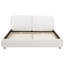 Grand lit plateforme tapissier avec deux têtes de lit amovibles, tissu blanc, Delight