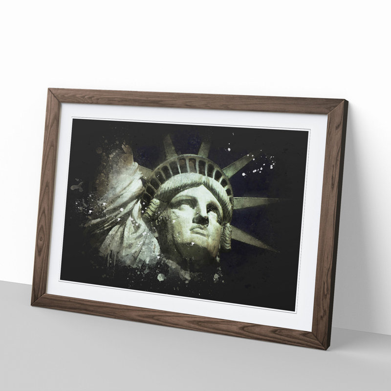 The Statue of Liberty Vol.2 - Picture Frame Graphic Art, 36cm H x 48cm W x 2cm D, Walnut Framed
