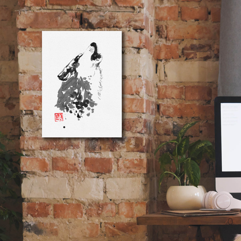 «Loup» par Pechane, art mural sur toile, H 16 po x l 12 po x P 0,75 po