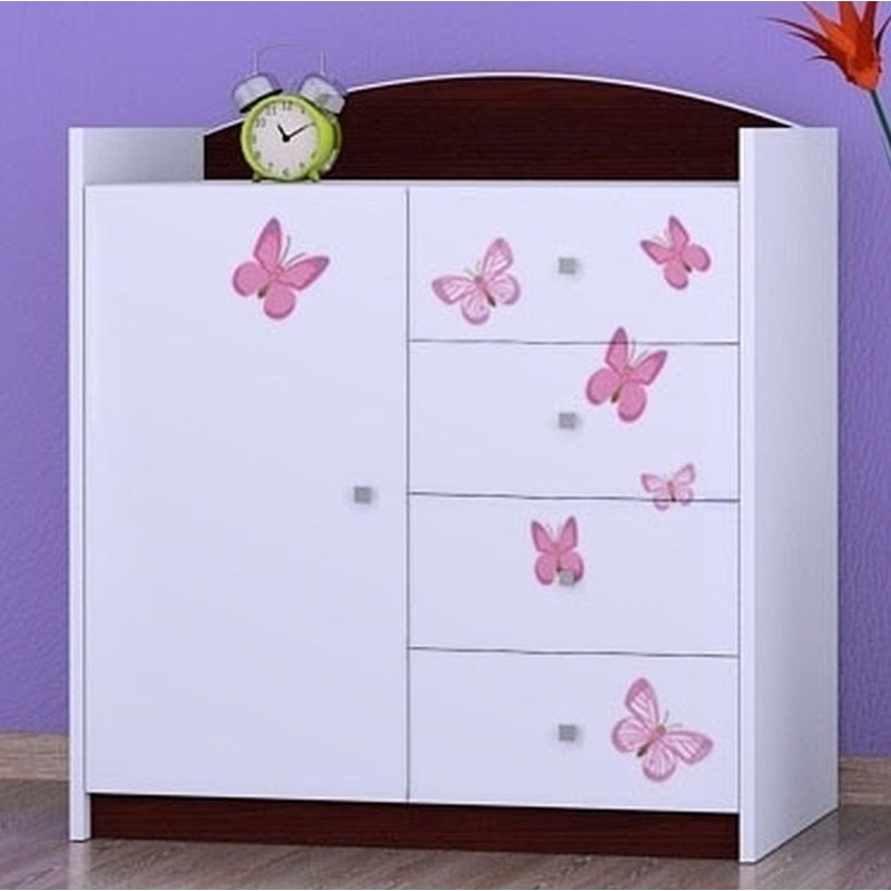 Nicoletti Kids 4 - Drawer Combo Dresser, Dark Brown