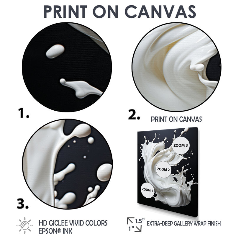 Art liquide noir et blanc - encre liquide, art mural abstrait, Toile avec cadre flottant noir, H 40 po x l 30 po x P 1,5 po