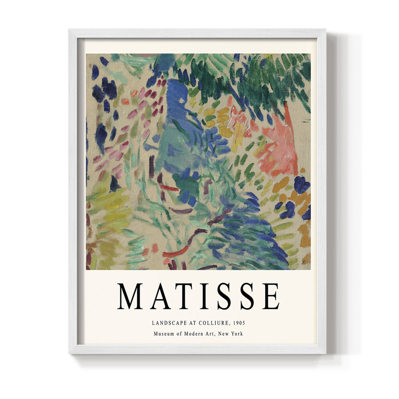 Matisse CDXCIII Framed Print - Solid Wood, White, 28" H x 22" W