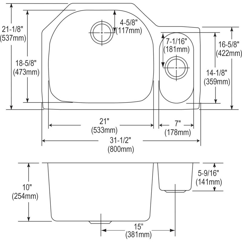 Lustertone 31.5" L x 21.125" W Double Basin Undermount Kitchen Sink Kit
