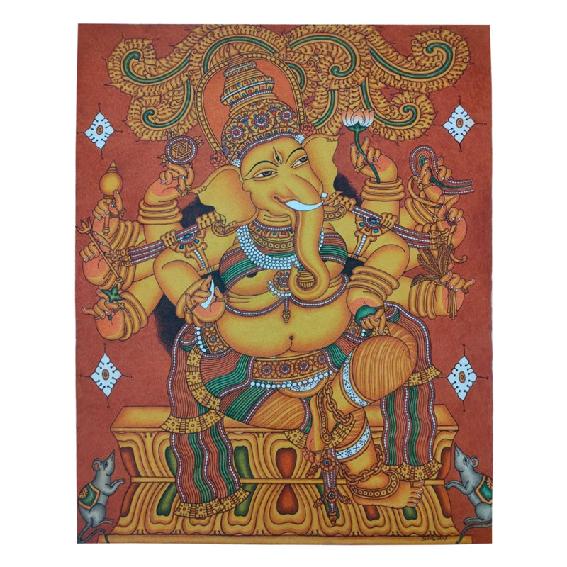 Dashabhuja Ganapati | Painting By Sunil Vaka | For Wall Décor