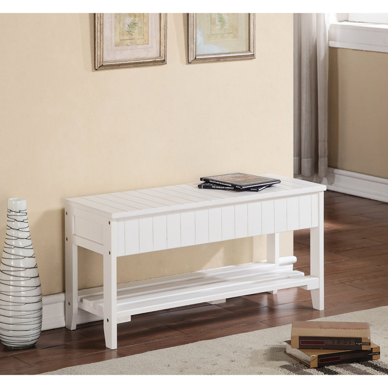 Solid Wood Shoe Bench In White - Modern And Functional Storage Finish Enhance Your Entryway, White