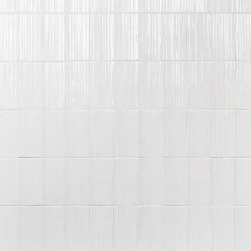 Nabi Subway 4.5x9 Fluted Ridged Crackled Glossy Glass Tile, Glacier White