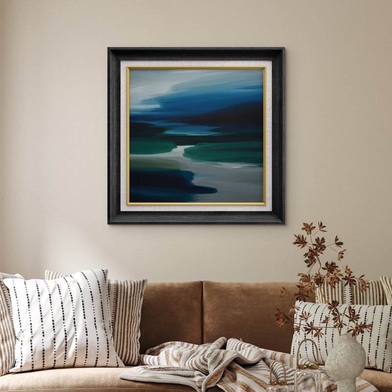Art mural encadré de qualité supérieure - reproduction abstraite rétro pour décor de chambre à coucher - 26 po x 36 po, Noir