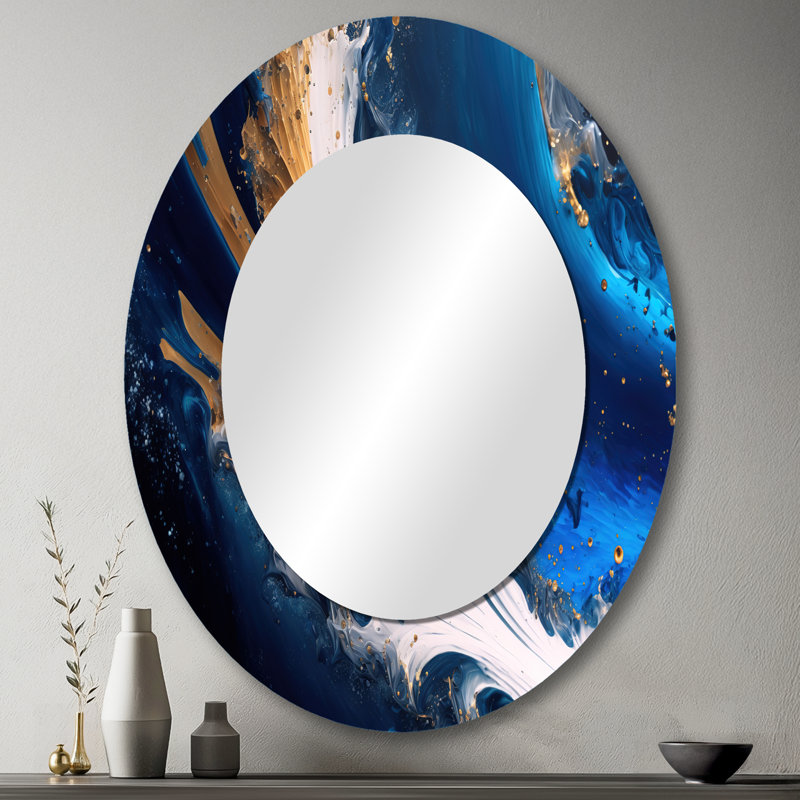 Ice Paint Splash III - Miroir mural moderne ovale, 43 po x 33 po