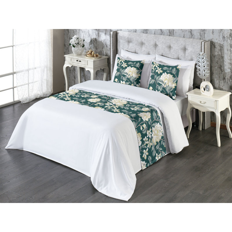 Ensemble de chemin de lit Ambesonne Chrysanthemum Jungle Dreamy Leaves