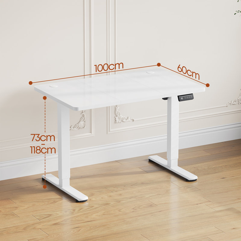 Mallus 120CM x 60CM Electric Height Adjustable Standing Desk, White, 100cm. W x 60cm. D