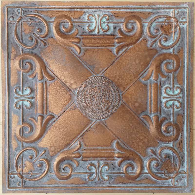 Carreau de plafond encastré en cuivre patiné 24 L x 24 W
