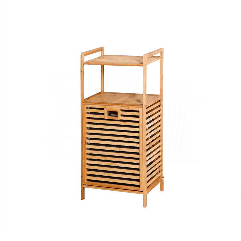 Panier de rangement en bambou avec tablette à deux niveaux pour ranger les essentiels