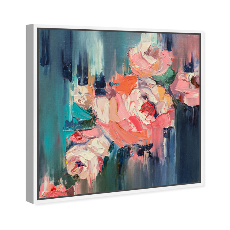 Abstrait «Show Me Love Textures» - peinture sur toile, Toile blanche encadrée, H 30 po x l 30 po