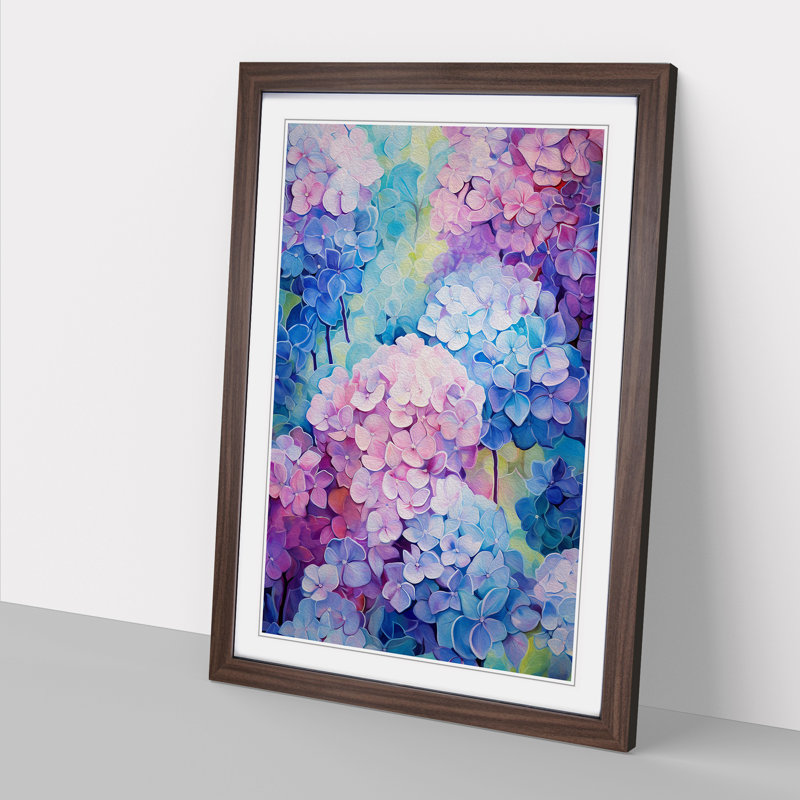 Hydrangea Colour Field No.2 - Framed Print, 34cm H x 25cm W x 2cm D, Walnut Framed