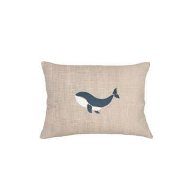 Coussin en lin brodé Whale Tale