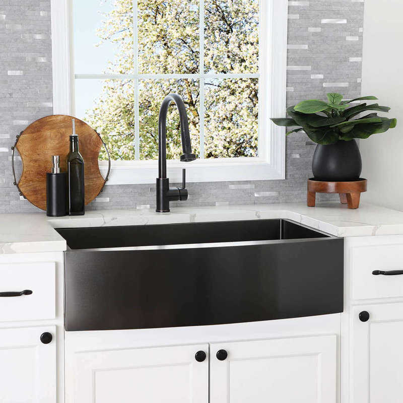 Single Bowl Stainless Steel Kitchen Sink, Gray, 36" L x 21" W