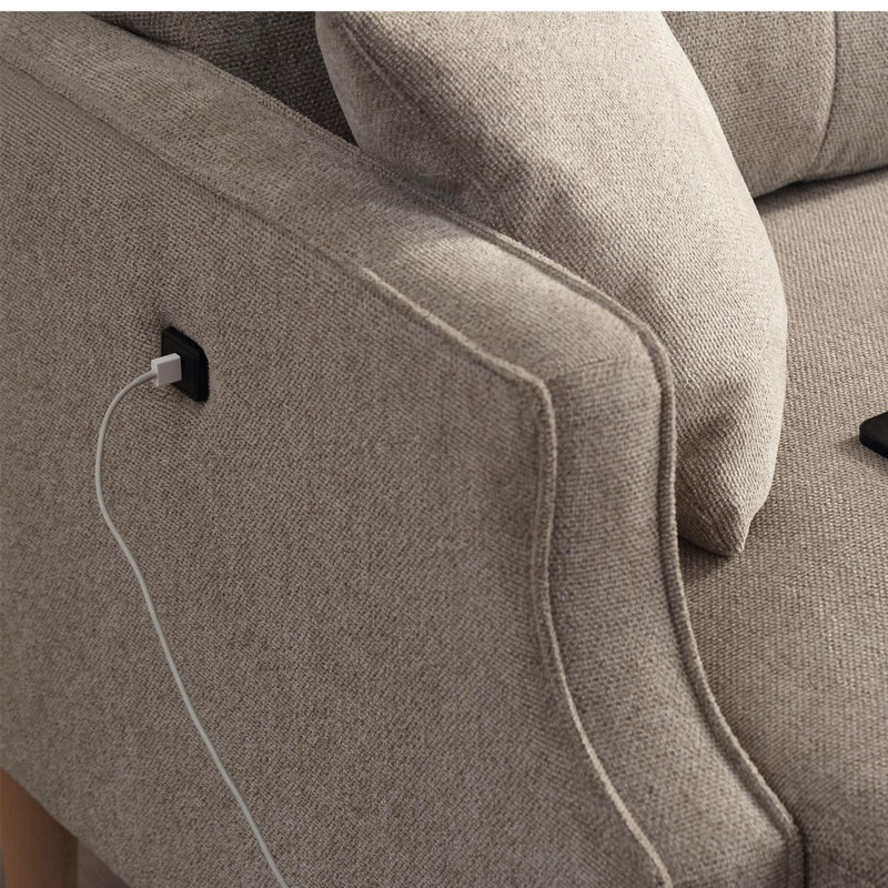 Causeuse 57,94 po Menno, Mélange de polyester crème
