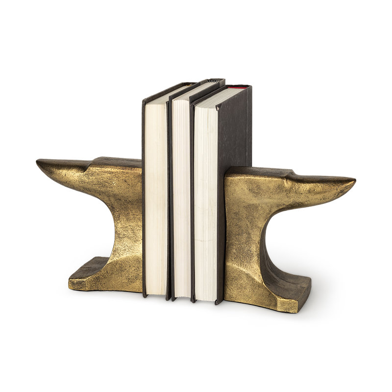 Industrial Aluminum Bookends, Gold