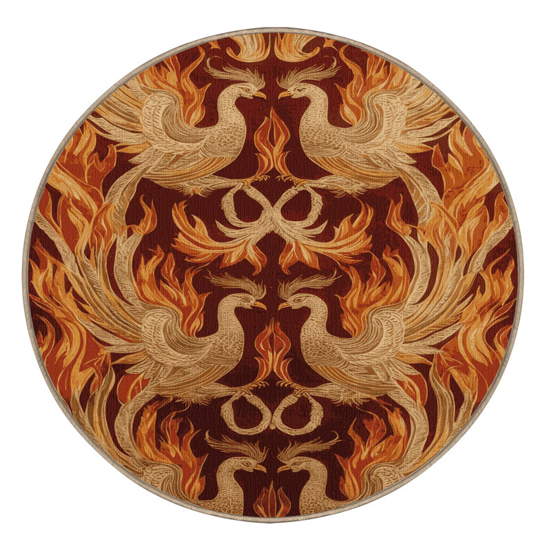 Tapis brun français lavable à la machine, Rond 8 pi
