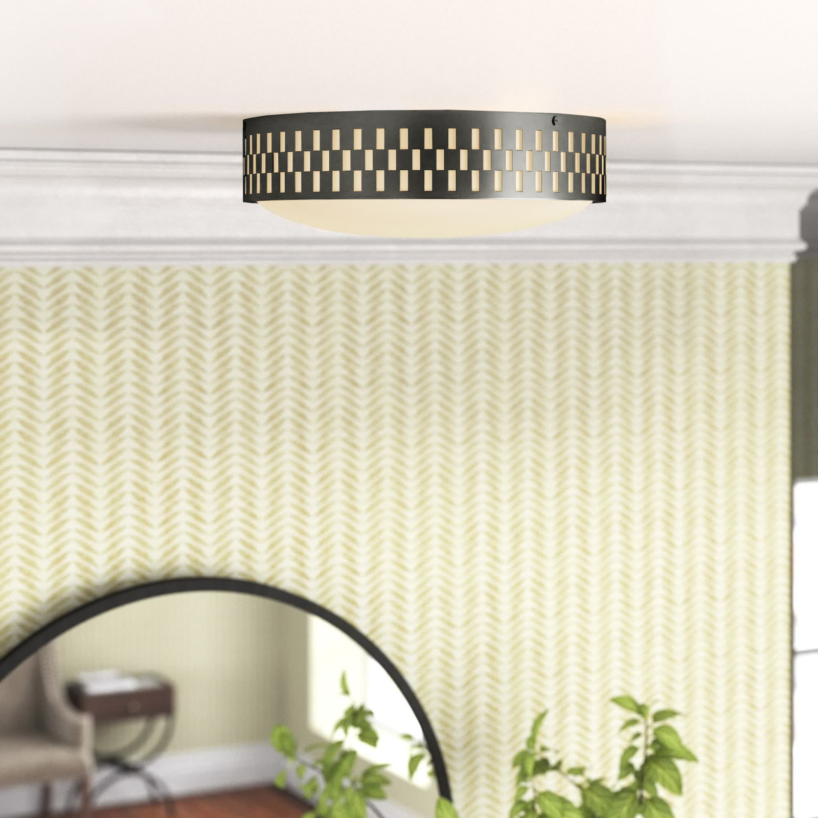 Maude 3 Light Glass Flush Mount, Old Bronze