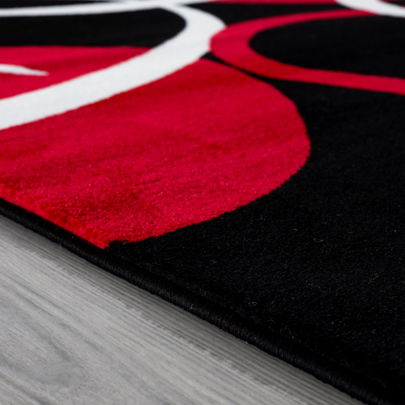 Tapis à motif abstrait rouge Dossantos, Rectangle 3 pi 9 po x 5 pi 4 po