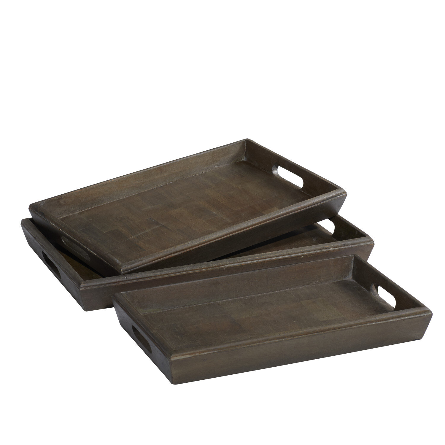 Rosalind Wheeler Montemayor Solid Wood Tray - Set of 3 | Wayfair