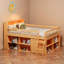 Lit mezzanine peu encombrant avec tablettes de rangement, tête de lit avec lumière DEL-123074782-123074779