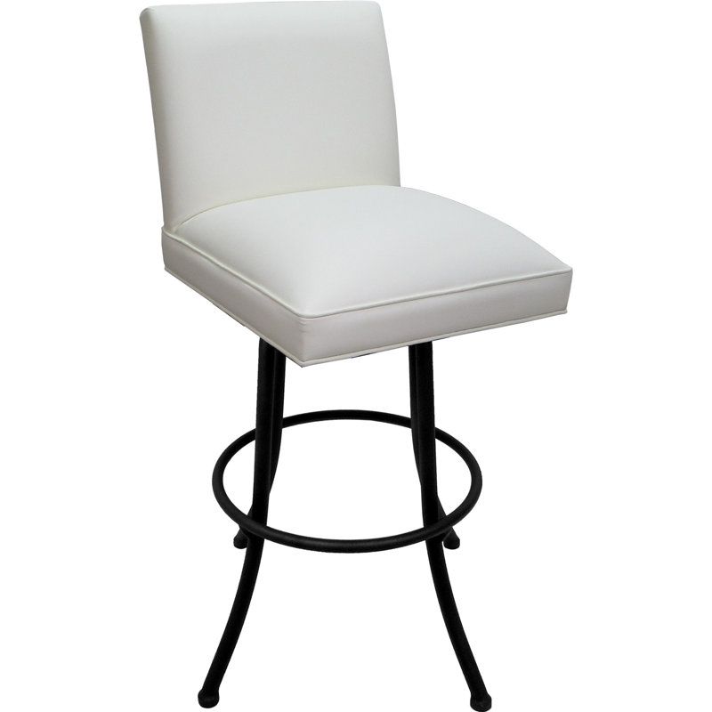 Vinyle, White Seat/Black Frame, Bar Stool (34” Seat Height)