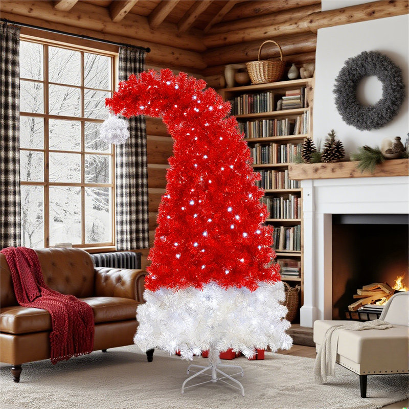 6FT  Santa's Hat Shape Artificial Whimsical Xmas Tree With 1050 Tip