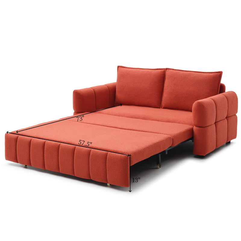 Canapé-lit convertible polyvalent avec méridienne moelleuse pour le confort du salon, Orange, Argent