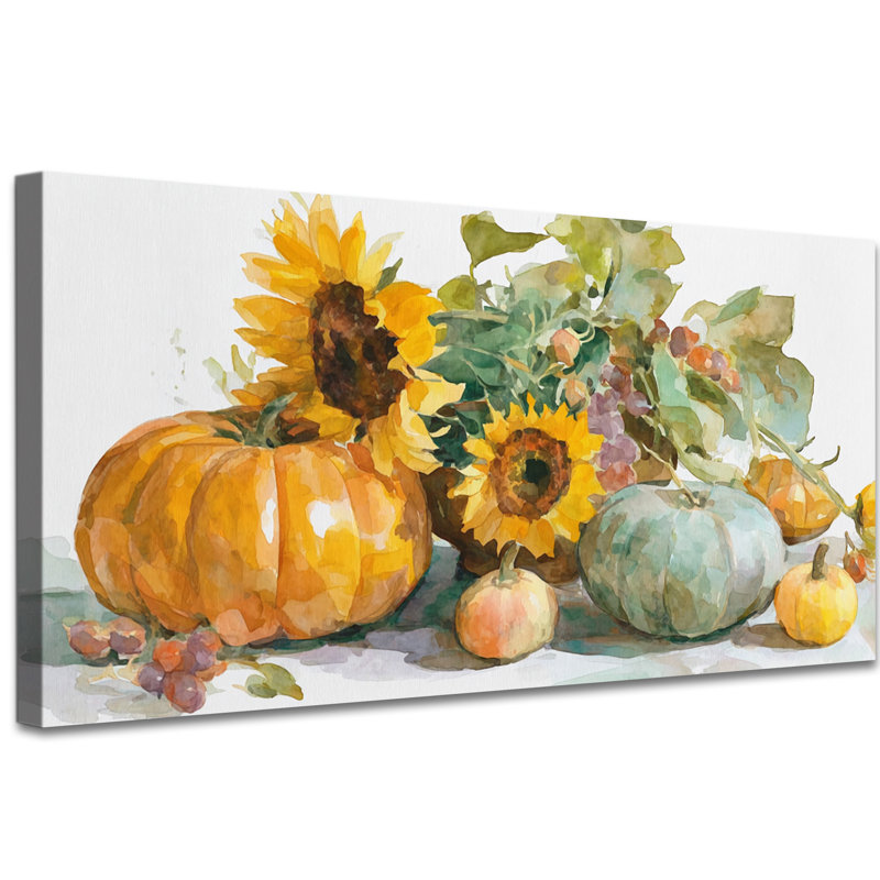 Grand Castillon - toile de citrouille et de tournesol , 12" H x 24" W