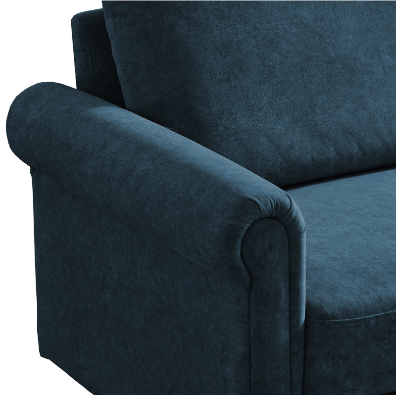Canapé à accoudoirs roulés 77,95 po Amarianna, 100 % polyester bleu