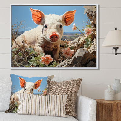 " Pink Curious Piglet Pastoral "