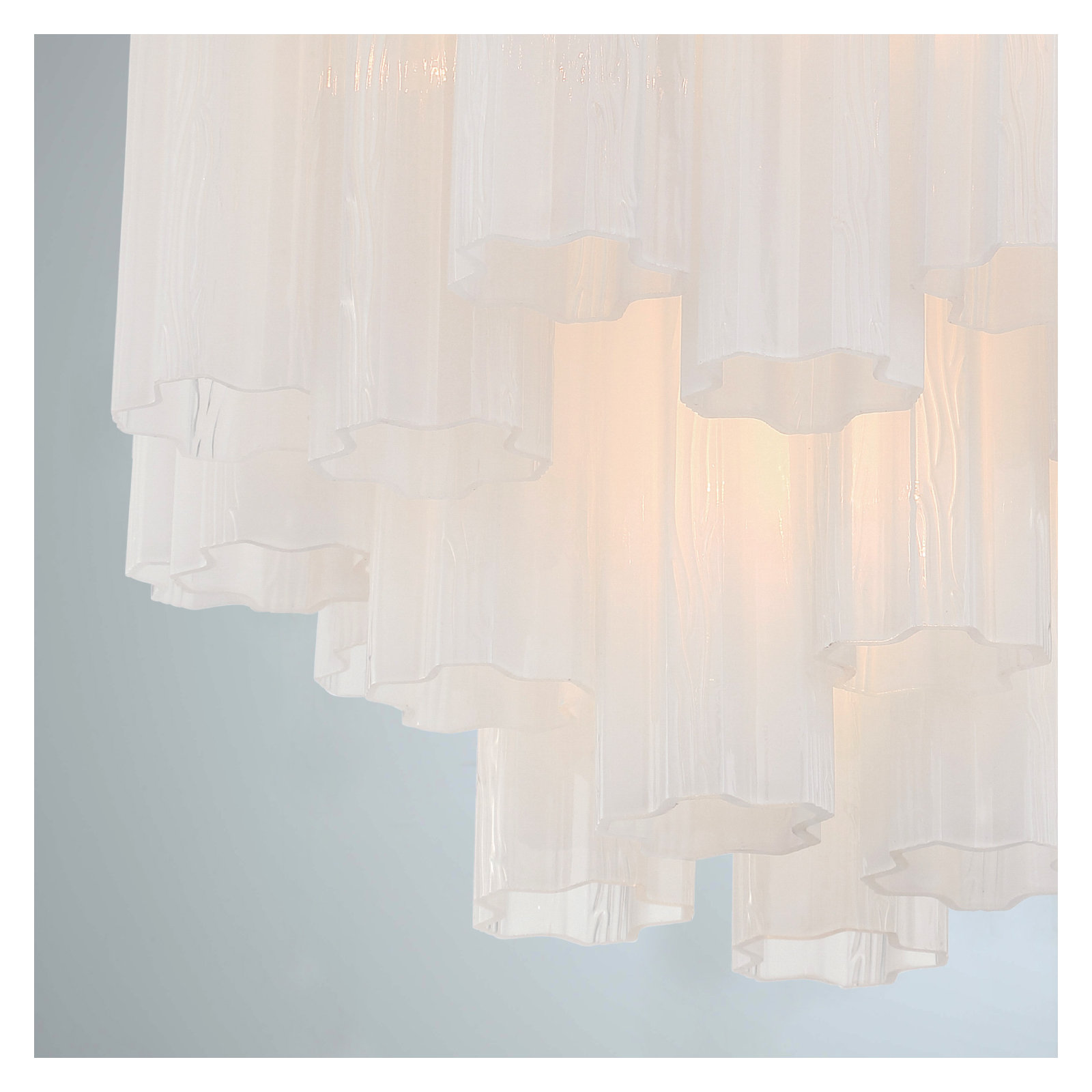Arras Dimmable Tiered Chandelier, 13.75" H x 17.75" W x 17.75" D, Milk White, Polished Chrome