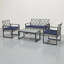 Ensemble 4 pièces en acacia et rotin - 104 po de tissage et de confort bleu pour vos conversations en plein air-1721522870